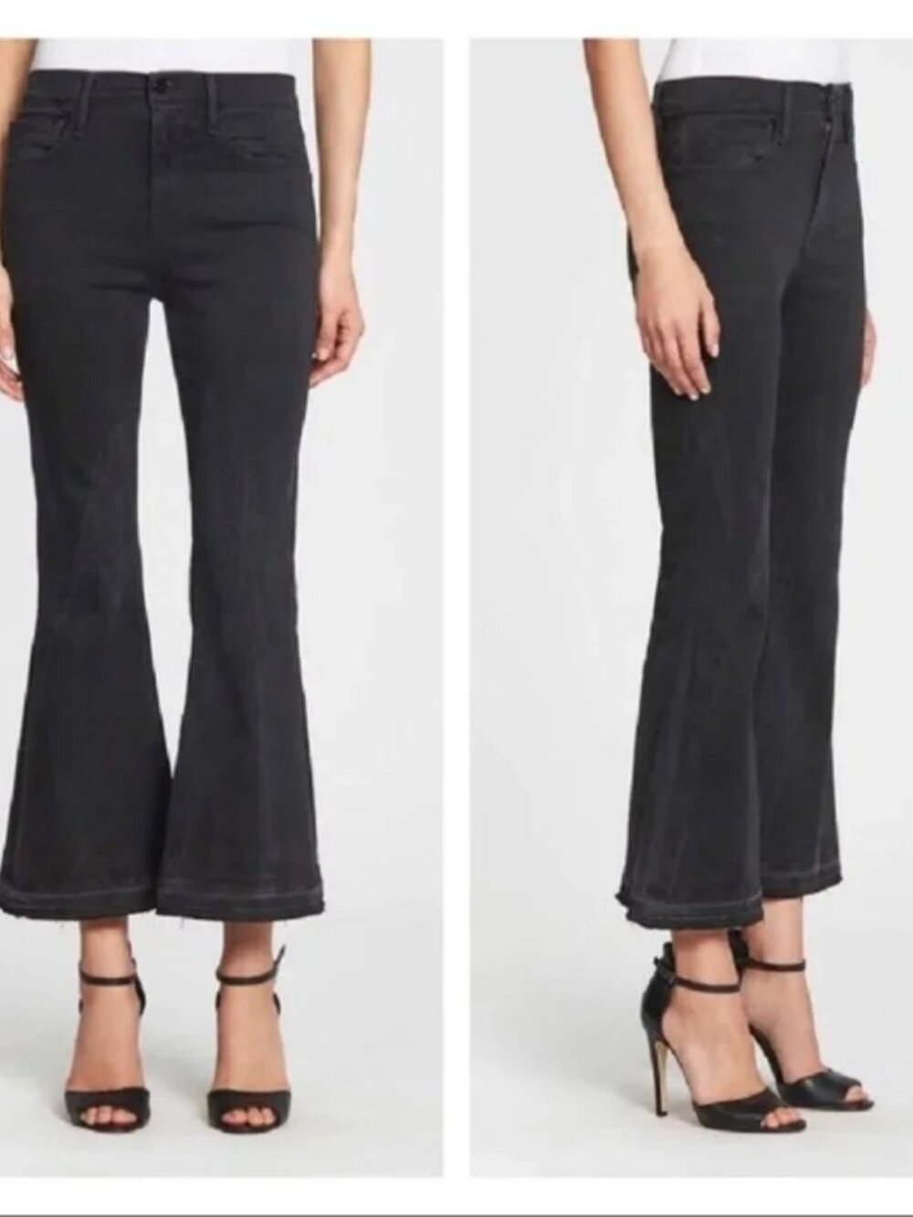 Womens Frame Denim Black (Item- 72) Flared Bell Bottom Garvey Jeans 25